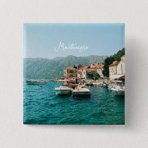 Coastal town of Perast, Montenegro 15 Cm Square Badge