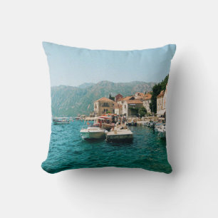 Coastal town of Perast, Montenegro Cushion