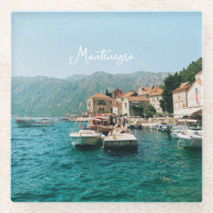 Coastal town of Perast, Montenegro Glass Coaster