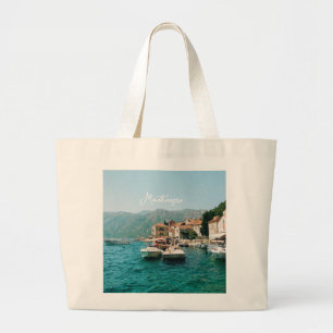 Coastal town of Perast,  Montenegro  Large Tote Bag