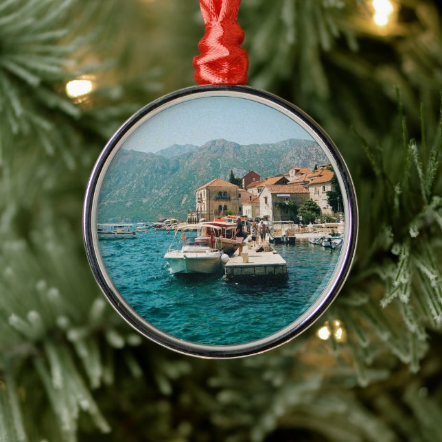 Coastal town of Perast,  Montenegro  Metal Tree Decoration (Tree)
