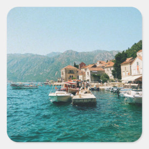 Coastal town of Perast, Montenegro Square Sticker