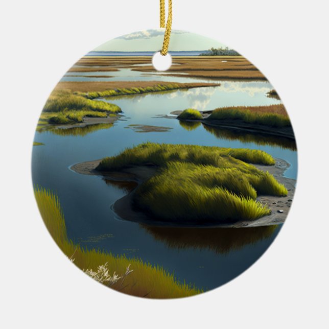 Coastal Tranquility Ceramic Tree Decoration (Front)