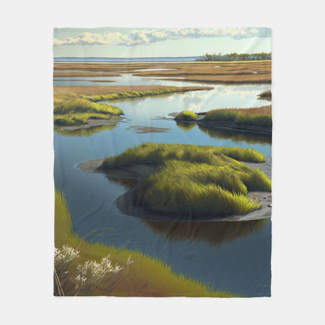 Coastal Tranquility Fleece Blanket (Front)