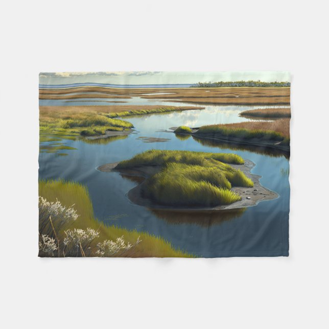 Coastal Tranquility Fleece Blanket (Front (Horizontal))