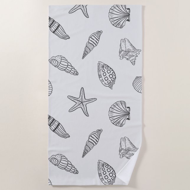 Coastal Treasure Ocean Grey Beach Towel (Front)