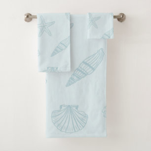 Coastal Treasures Seafoam Blue Bath Towel Set