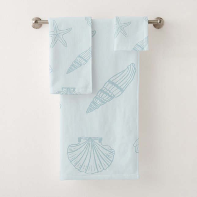 Coastal Treasures Seafoam Blue Bath Towel Set (Insitu)