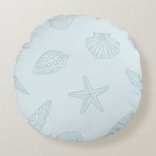 Coastal Treasures Seafoam Blue Round Cushion
