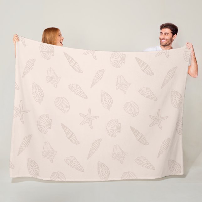 Coastal Treasures Shell Pink Fleece Blanket (In Situ)