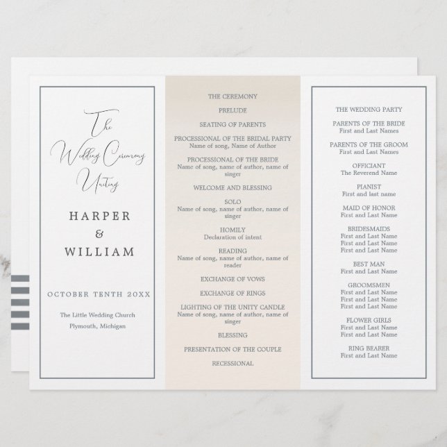 Coastal Tri-Fold wedding program (Front/Back)