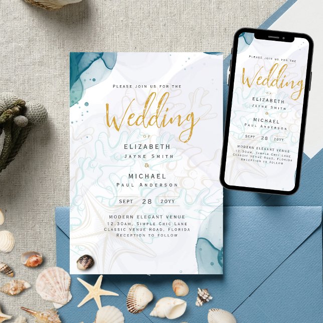 Coastal Tropical Beach Destination Wedding Invitation (Creator Uploaded)