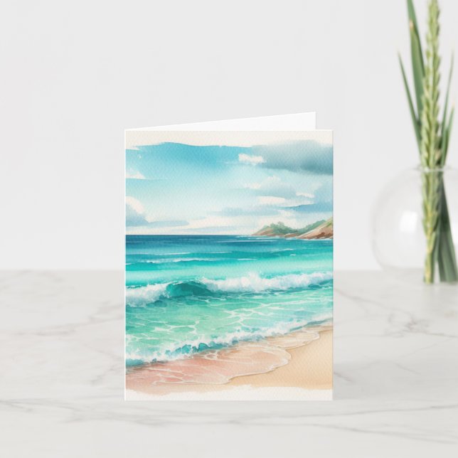 Coastal Tropical Beach Thank You Card (Front)