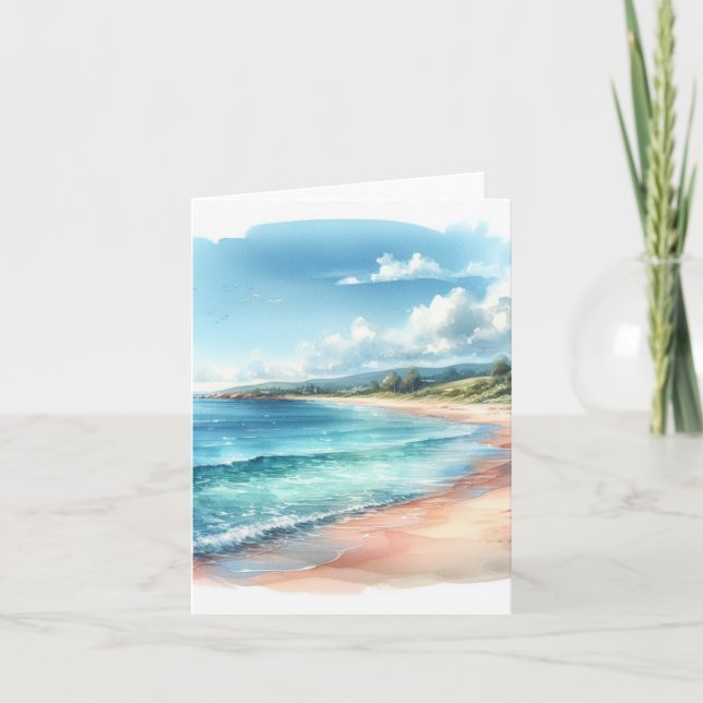 Coastal Tropical Beach Thank You Card (Front)