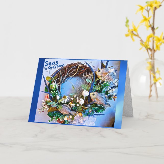 Coastal Tropical Fish Seas n Greetings Christmas Card (Yellow Flower)