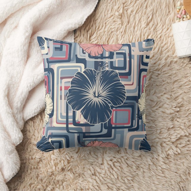 Coastal Tropical Hibiscus Pattern (10) Cushion (Blanket)