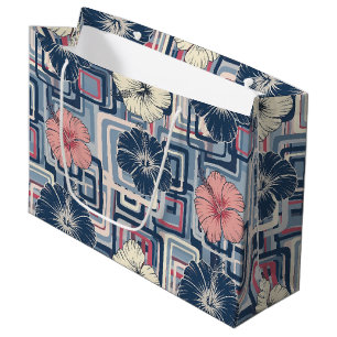 Coastal Tropical Hibiscus Pattern (10) Large Gift Bag