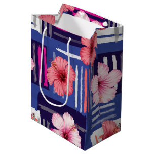 Coastal Tropical Hibiscus Pattern (12) Medium Gift Bag