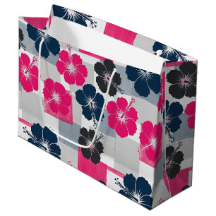 Coastal Tropical Hibiscus Pattern (13) Large Gift Bag