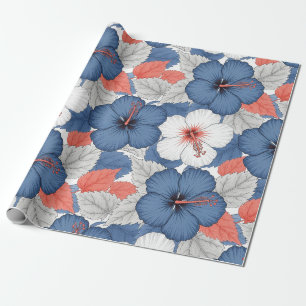Coastal Tropical Hibiscus Pattern (1) Wrapping Paper