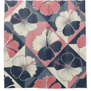 Coastal Tropical Hibiscus Pattern (3) Shower Curtain