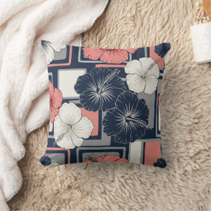 Coastal Tropical Hibiscus Pattern (4) Cushion