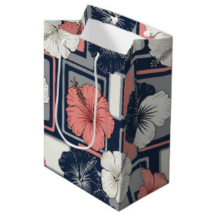 Coastal Tropical Hibiscus Pattern (4) Medium Gift Bag