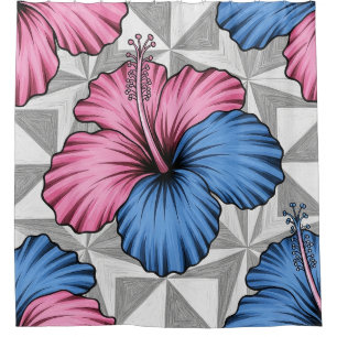 Coastal Tropical Hibiscus Pattern (6) Shower Curtain