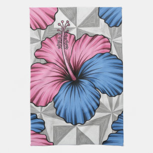 Coastal Tropical Hibiscus Pattern (6) Tea Towel