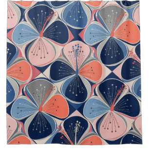 Coastal Tropical Hibiscus Pattern (7) Shower Curtain