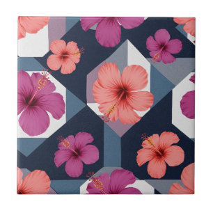 Coastal Tropical Hibiscus Pattern (8) Tile