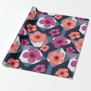 Coastal Tropical Hibiscus Pattern (8) Wrapping Paper