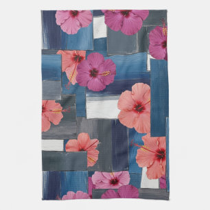 Coastal Tropical Hibiscus Pattern (9) Tea Towel