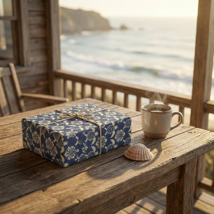 Coastal Turtle Pattern: Decorative Ocean Art Wrapping Paper