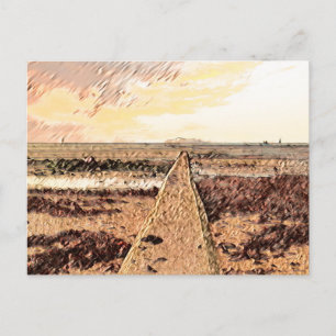 Coastal Twilight: Ardrossan Beach Watercolour Postcard