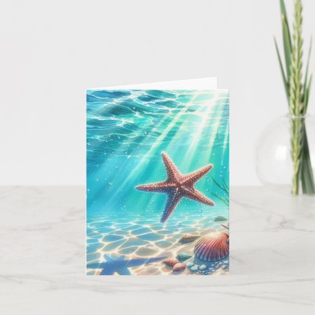 Coastal Under the Sea Starfish Thank You Card (Front)