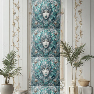 Coastal Underwater Blue Ocean Aquamarine Mermaid  Tile