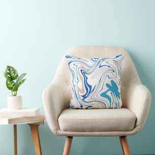 Coastal Vibes Abstract Throw Pillow – Beachy Blues