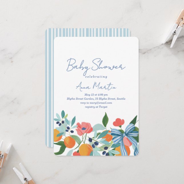 Coastal Vibes Baby Shower Invitation (Front/Back In Situ)