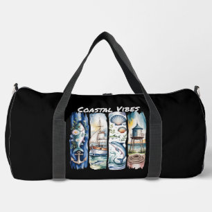 Coastal Vibes Nautical Elements Ocean Art Duffle Bag