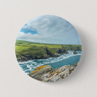 Coastal views from Willapark Lookout Boscastle 6 Cm Round Badge