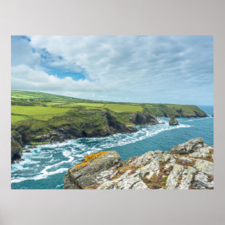Coastal views from Willapark Lookout Boscastle Poster