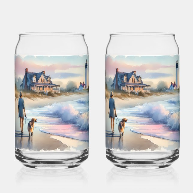 Coastal Walk to Lighthouse at Sunset Can Glass (Back)
