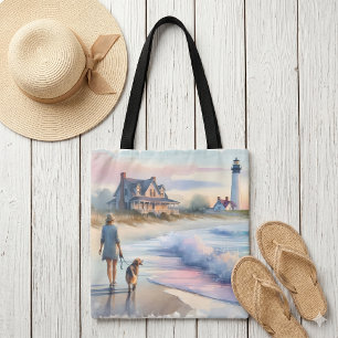 Coastal Walk to Lighthouse at Sunset Tote Bag