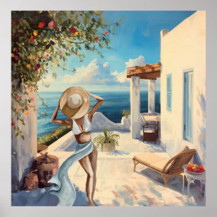 Coastal Wall Art Mediterranean Woman Seaside