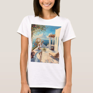 Coastal Wall Art   Mediterranean Woman Seaside T-Shirt