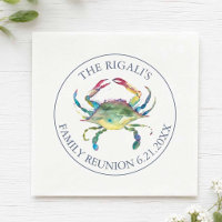 Coastal Watercolor Blue Crab Personalised