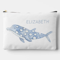 Coastal Watercolor Blue Polka Dot Dolphin