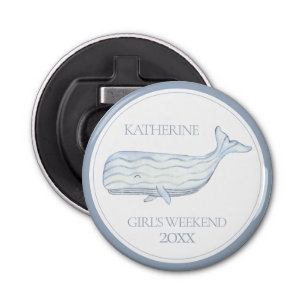 Coastal Watercolor Blue Whale Personalised Bottle Opener