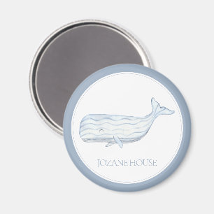 Coastal Watercolor Blue Whale Personalised Magnet